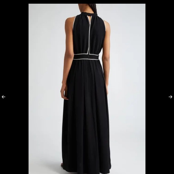 MAX MARA 
Contrast Trim Crepe Halter Maxi Dress - Picture 2 of 8